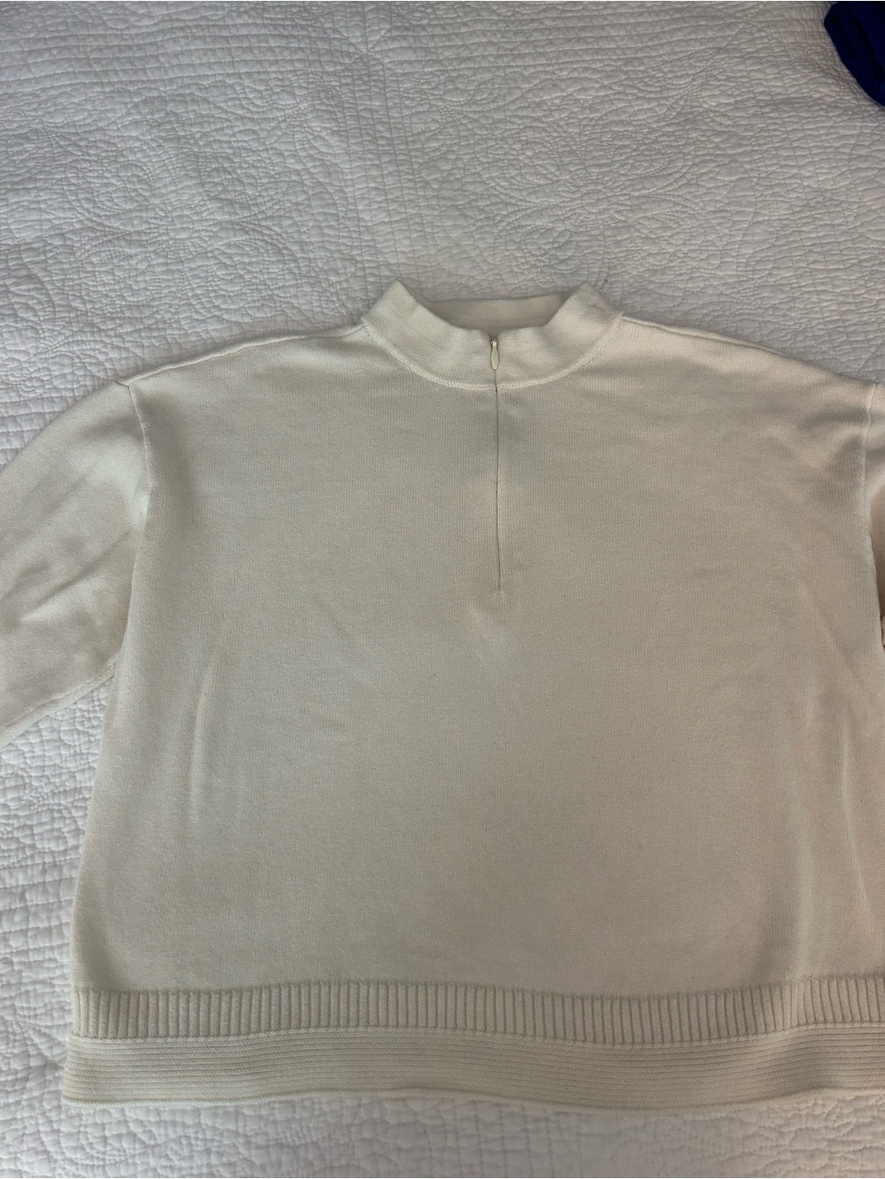 Talbots Cream Zip Mock Neck Sweater